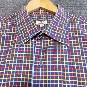 VTG Maus & Hoffman Mens Short Sleeve Button Up Shirt L Purple Rainbow Checks USA